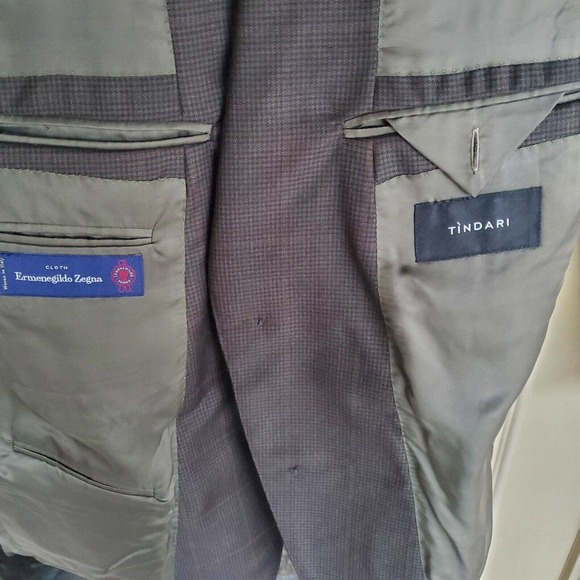 TINDARI ERMENEGILDO ZEGNA MENS BROWN 100 WOOL SPORT COAT JACKET SIZE 54 EU 44 US - Picture 3 of 8